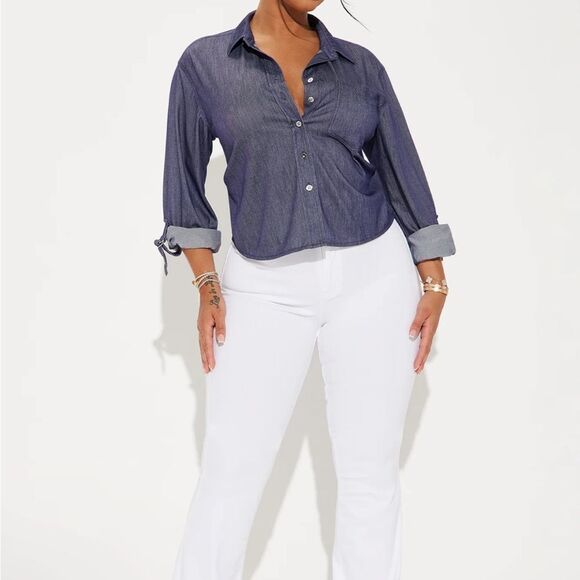 Fashion Nova NWT Cropped Button Down - Picture 6 of 7